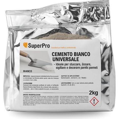 2 kg di Cemento Universale BIANCO, Riparazioni e Fissaggi su Calcestruzzo e Intonaci, Ideale per stuccare, fissare, sigillare e decorare pareti e pavi (1/5)
