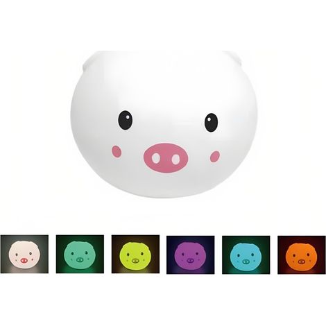 LAMPADA NOTTURNA DA TAVOLO PER BAMBINI MORBIDA SILICONE RGB TOUCH LED MAIALINO (1/5)