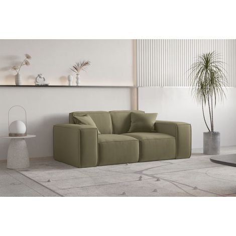 Sofa Designersofa CELES PREMIUM 2-Sitzer in Stoff Opera Velvet Olivgrün (1/3)
