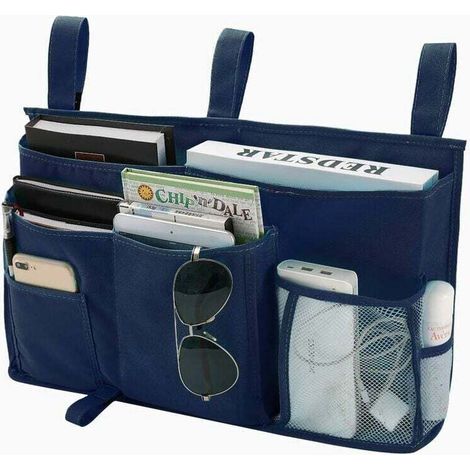 Navy Blue - 1 Bunk Bed Storage Bag, Hanging Bed Storage Bag, 8 Pockets, for Dorm Bed, Hospital Bed, Crib Rail, 600D Fabric (1/4)