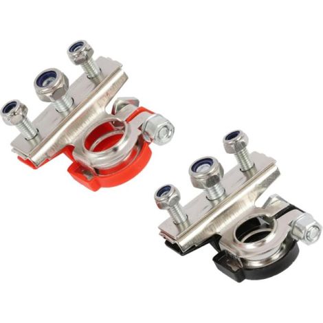 1 paireConnecteur de Borne de Batterie 12V,Supérieure de Batterie de Loisir 3 Voies,cosse de batterie avec boulon M8,connexion de batterie de voiture pour voiture,bateau,camping car et caravane (1/5)