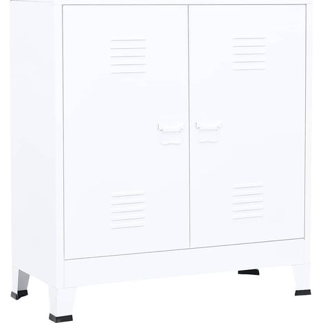 Industrial Storage Chest White Steel vidaXL
