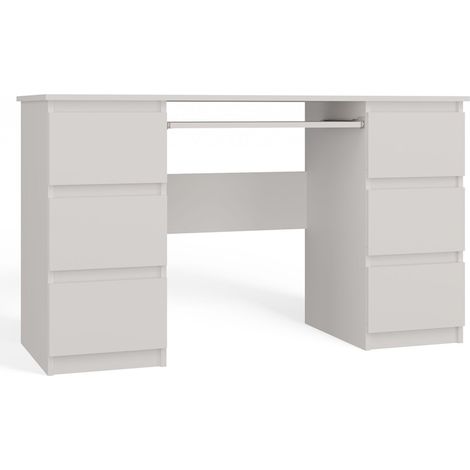 Escritorio funcional con 6 cajones, blanco, estante deslizante, perfecto para la oficina y el hogar. (1/5)