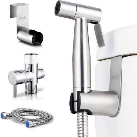 Kit hygiène WC. Robinet 3 voies + Douchette ABS + Flexible 1,2m + Support (1/4)
