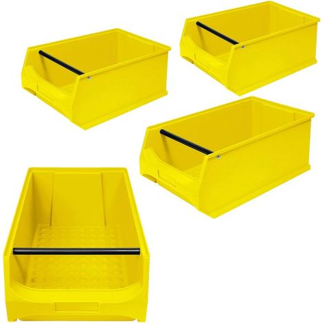 BRB 4x Sichtbox PROFI LB 2T mit Tragstab, LxBxH 500x300x200 mm, Inhalt 21 Liter, gelb