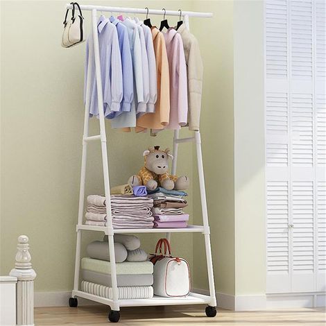 Porte-manteau triangulaire, étagère de rangement sur pied, porte-manteau grande capacité, idéal pour l'organisation de la cuisine et du dressing. (1/5)