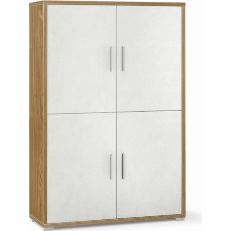 Mueble 4 Puertas 108L x 41P x h161 – Acabado en Madera Nogal y Blanco Opaco – Sarmog
