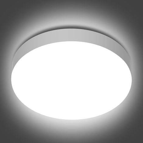 Plafonnier LED 19W, Plafonnier Salle de Bain IP65 Étanche 20cm Ronde, Équivalent 126W, Étanche pour Usage Humide, Lampe Plafond, Luminaire Salle de Bain Etanche, Couloir, Dressing - Rond Blanc (1/5)
