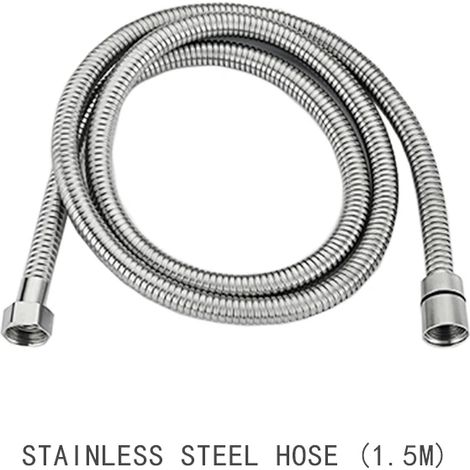 (Flexible de douche uniquement) Douchette à main en acier inoxydable brossé, ensemble de douche de salle de bain avec support et flexible, pommeau de douche mural (1/5)