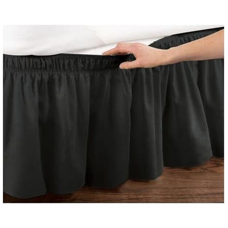 Tagesdecke, einfarbige elastische Tagesdecke mit Rüschen, schwarz, 150 x 200 + 30 cm - [LD] (1/3)