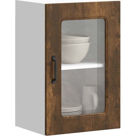Küchen-Hängeschrank mit Glastür Kalmar Räuchereiche Holzwerkstoff