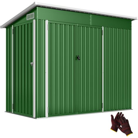Abri de jardin extérieur 2,7 m² (234 x 132 x 185 cm) avec triple verrouillage et aérations, vert