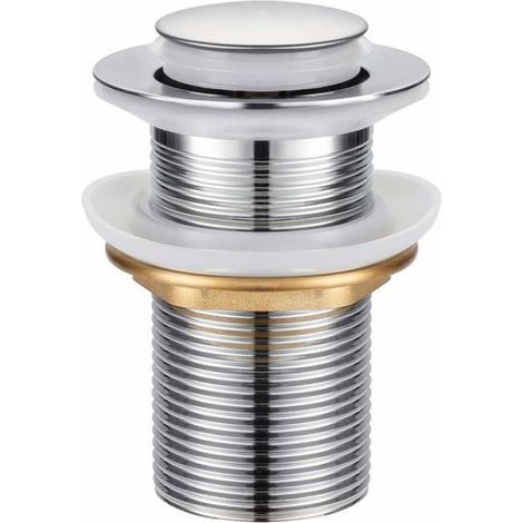 Bonde universelle en alliage de zinc pour lavabo sans trop-plein, valve push open, finition acier inoxydable chromé (1/5)