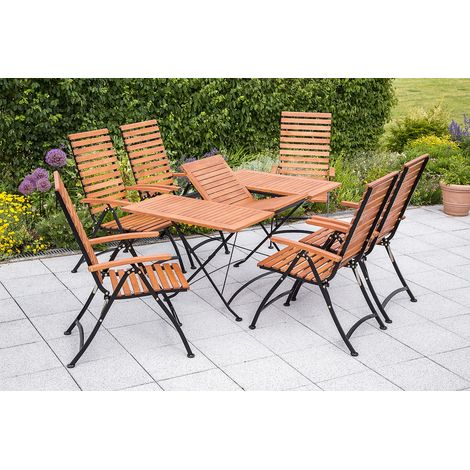 Schlossgarten Set 7tlg 6 Sessel Klapptisch 160x90cm