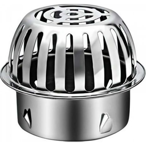 Grille d'évacuation ronde extérieure pour atrium, couvercle de dôme d'évacuation de toit en acier inoxydable, crépine anti-obstruction (90 mm) (1/5)