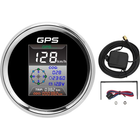 Compteur de vitesse GPS numérique 85mm Noeuds MPH KMH Rétroéclairage LED IP67 Antibuée Étanche pour Bateau Yacht Voiture Moto 9-32V 910-00269 (1/5)