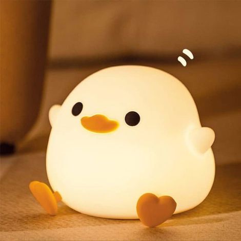 Veilleuse en forme de canard mignon, lampe de table rechargeable à intensité variable en silicone pour chambre d'enfant, lampe de c (1/5)