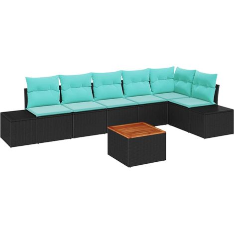 Garden Sofa Set 7 pcs Black Poly Rattan vidaXL (1/5)