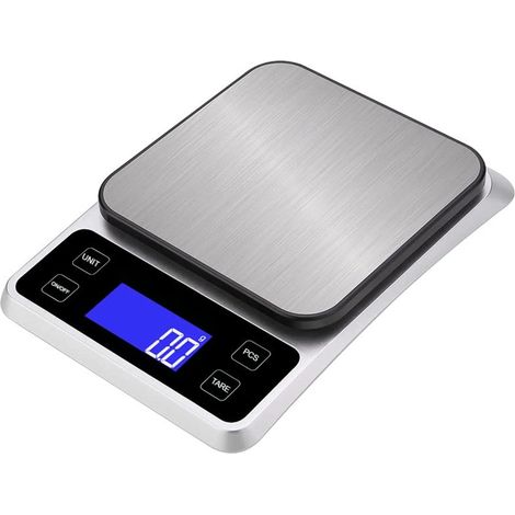 Balance de cuisine numérique 3 kg, écran LCD, acier inoxydable