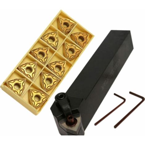 Tonchean – Porte-outil de tournage 20 mm – Compatible MWLNR2020K08 – 10 inserts carbure WNMG080404 – Pour usinage acier haute dureté (1/5)