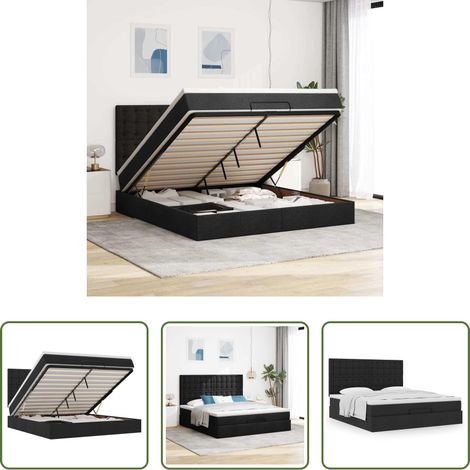 vidaXL Taschenfedern - Ottoman-Bett mit Matratze Schwarz 160x200 cm Stoff (1/5)