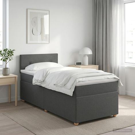 Cama box spring con colchón Gris oscuro 80 x 200 cm Tela (1/5)