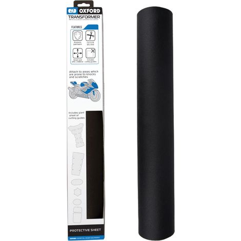 Adesivi di sicurezza per moto Oxford, 375x300 mm, in plastica nera.