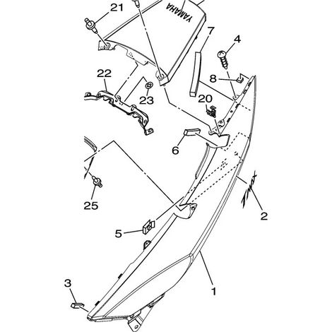 Yamaha 4B5-21711-00-WG Copertura Laterale 1 (Sinistra) T-Max 500 '09/10 HTS Grigio