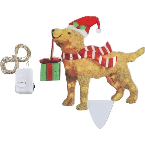 Décoration lumineuse de Noël pour chien dans le jardin, avec guirlande lumineuse, adorables animaux en acrylique pour porche et pelouse 07 (1/5)