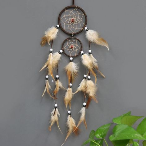 Dream Catcher - Cercle Métallique 9 cm - Plumes Naturelles - Décoration Murale Fenêtre Chambre - 1 Pièce (1/3)