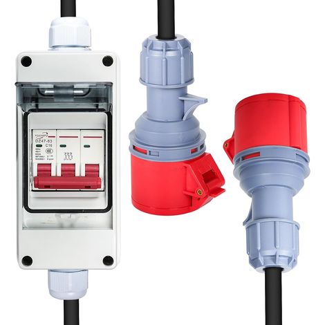 Adaptateur CEE 32A vers 16A Adaptateur à courant élevé Disjoncteur 16A prise triphasée avec prise CEE IP44 Adaptateur CEE for RV Yacht Atelier Baustelle (1/5)