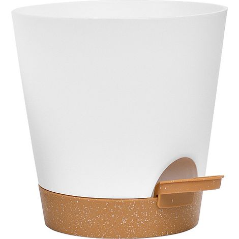Ahlsen Pieza de macetas de plástico blanco con autorriego, pequeño sistema de riego, maceta adecuada para jardines (1/5)