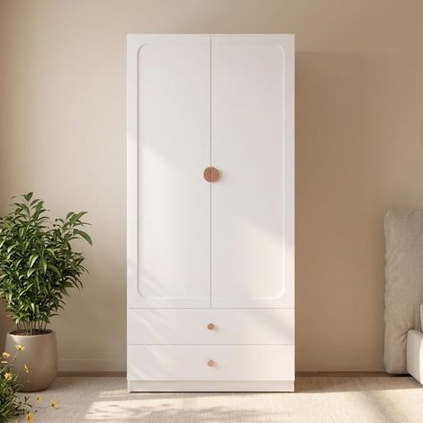 Armoire avec 2 Portes,2 Tiroirs,Etagère,Tringles de Penderie (1/5)