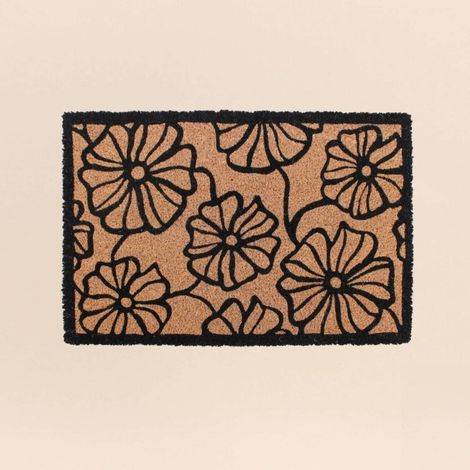Paillasson coco imprimé grandes fleurs 40x60cm