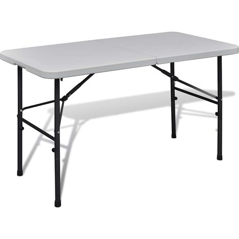 Table d'extérieur Table de salon de jardin - pliable 122 cm blanche en HDPE BV551607 - BonneVie (1/4)