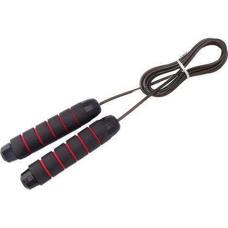 Corde à sauter lestée brûle-calories, poignée en mousse anti-nœuds, corde d'entraînement fitness 406 g, noir et rouge (1/5)