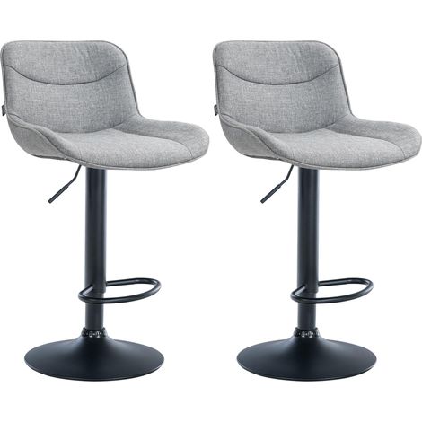Juego de 2 taburetes de bar giratorios de forma ergonómica con costuras decorativas en tela gris y estructura de metal negro 100006182 (1/5)