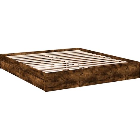 Cama con cajones madera de ingeniería roble ahumado 180x200 cm vidaXL