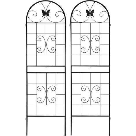 Treillis de jardin métallique pour plantes grimpantes, lot de 2, noir, structure robuste en acier galvanisé, intérieur/extérieur, facile à monter - CHICFURN (1/5)
