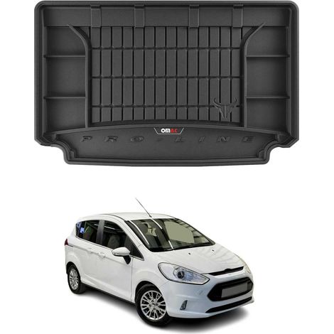 Tapis de Coffre 3D TPE Premium Compatible avec Ford B-Max I 2012-2017 - Bac de Protection de Coffre Intérieur antidérapant Revêtement de Coffre Bords Hauts pour Voiture Noir