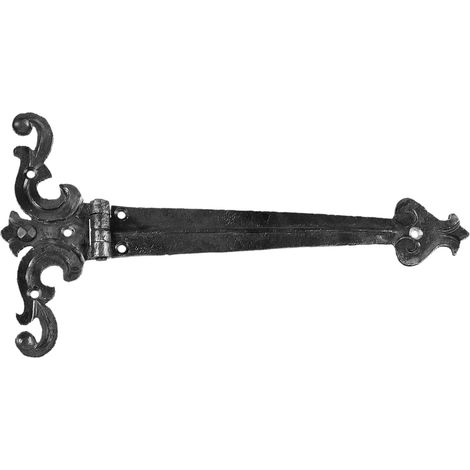 Deco Fer Forge – Penture de porte 215mm x 420mm – Fer forgé brut – À visser – Pour bois dur et teck – Épaisseur 3mm pour solidité