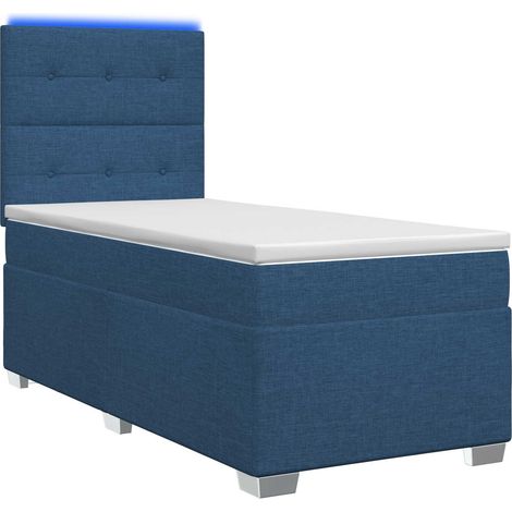 Letto box spring con materasso Blu 100 x 200 cm Tessuto vidaXL (1/5)