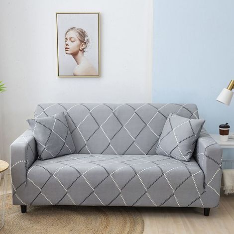 Housse de Canapé Extensible 2 Place Couverture Canapé avec Accoudoirs, Plaid simple, gris[SFT86] (1/4)
