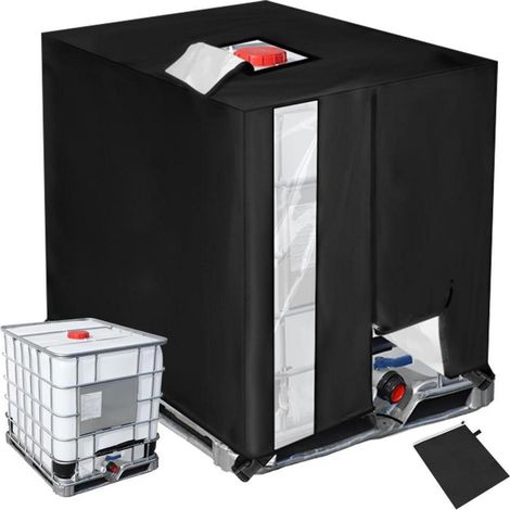 IBC Tank Abdeckung 1000L mit Reißverschluss, UV-beständig, Schwarz (1/5)