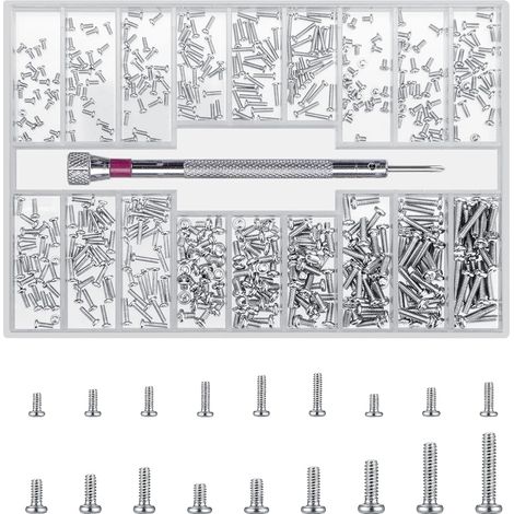 500 Laptopschrauben, M1.2/M1.4/M2 Mikroschrauben für elektronische Geräte, Ersatzschrauben für Mini-Computer, Brillen, Uhren, M.2 SSD-Festplatten (L)