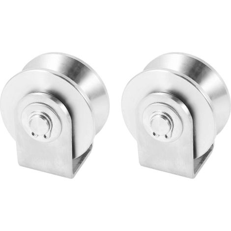 Lot de 2 poulies en V de 5 cm (2 pouces) en acier inoxydable 304 pour portail coulissant, roulements de roue, manutention et déplacement. (1/5)