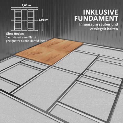 Abri de jardin 12,4 m², cabanon à toit plat, porte coulissante, fondation incluse, 340 x 386 x 200 cm, remise en acier galvanisé, résistant aux intempéries, vert foncé. (1/5)