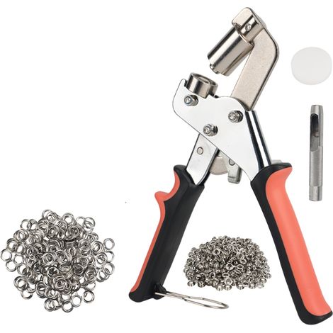 Pince à Œillets avec 500 Œillets de 10mm en Acier Inoxydable - Kit Complet pour Installation d'Œillets pour Bâches, Toiles et Cuir