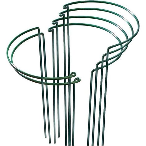 Enowelir Lot de 6 Piquets de Support pour Plantes en Métal Anneau de Jardin pour Pivoine, Tomate, Rose, Facile à Utiliser et à Ranger (21 35cm) (1/4)