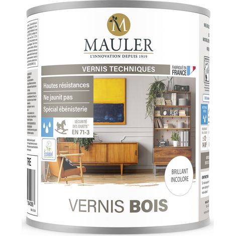 Vernis bois intérieur & extérieur - 0,5L Brillant Incolore - Ecolabel - Vernis bois sans odeur Mauler